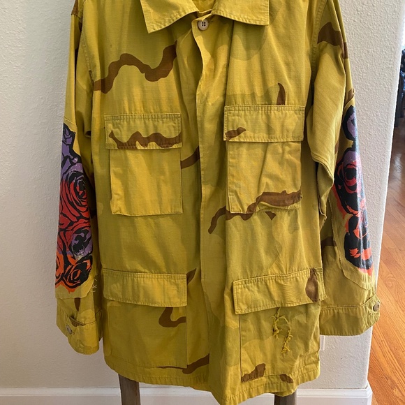 R13 Rose Print Cotton Military Jacket - Picture 3 of 5